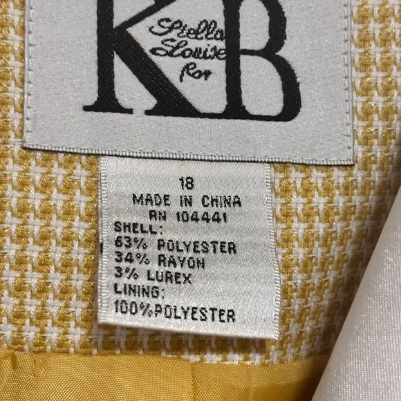 Women's Yellow and Gold Blazer with White Satin Accents - Picture 2 of 7